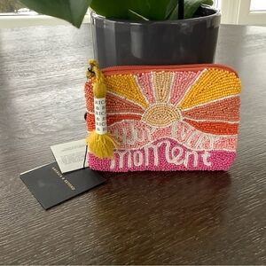 America & Beyond Pink and Orange Beaded Clutch/wallet